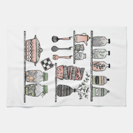 Boho Chic Bauernhaus Dekoration Korallen Pink Grün Geschirrtuch