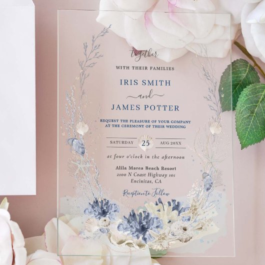 Boho Chic Beach Destination Hampton Wedding Acryleinladungen