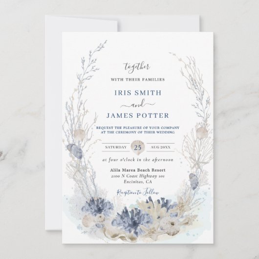 Boho Chic Beach Destination Hampton Wedding Einladung (Vorderseite)