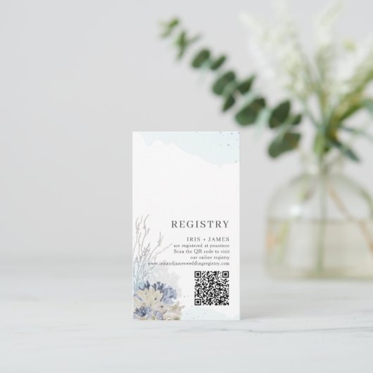 Boho Chic Beach Nautical Wedding QR Gift Registry Begleitkarte (Stehend Vorderseite)