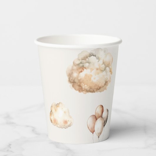 Boho Chic Bear Air Ballon Babydusche Papiertasse Pappbecher (Rückseite)