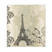 Boho Chic beige Damask Paris Eiffel Tower Notizblock (Vorderseite)