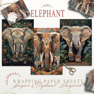 Boho Chic Bhemian Elephant Geschenkpapier Set