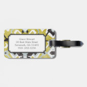 Boho chic black and gelb ikat tribal pattern gepäckanhänger (Rückseite horizontal)