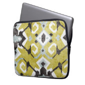 Boho chic black and gelb ikat tribal pattern laptopschutzhülle (Vorderseite Links)