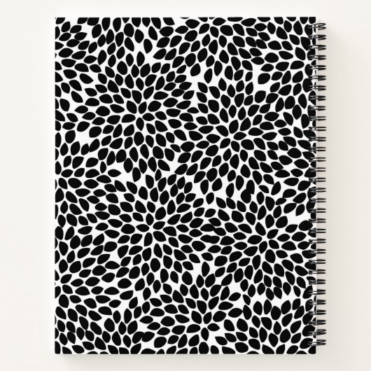 Boho Chic Black and White Abstrakt Floral Pattern Notizblock (Rückseite)