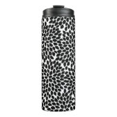 Boho Chic Black and White Abstrakt Floral Pattern Thermosbecher (Vorderseite)
