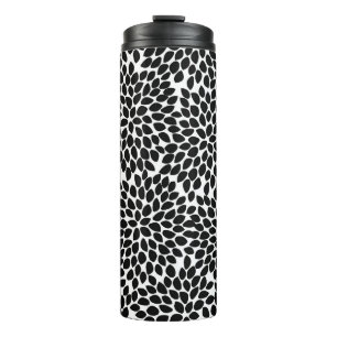 Boho Chic Black and White Abstrakt Floral Pattern Thermosbecher