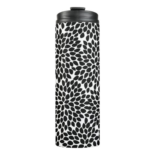 Boho Chic Black and White Abstrakt Floral Pattern Thermosbecher (Vorderseite)