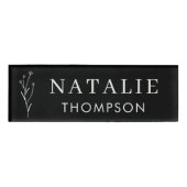 Boho Chic Black and White Blume Mitarbeiterveranst Namenschild (Vorderseite)