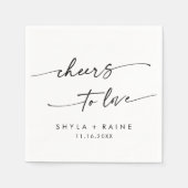 Boho Chic Black and White Cheers to Liebe Wedding Serviette (Vorderseite)