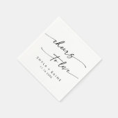 Boho Chic Black and White Cheers to Liebe Wedding Serviette (Ecke)
