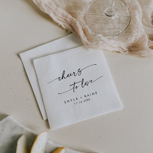 Boho Chic Black and White Cheers to Liebe Wedding Serviette
