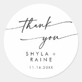 Boho Chic Black and White Danke Gastgeschenk Hochz Runder Aufkleber (Vorderseite)
