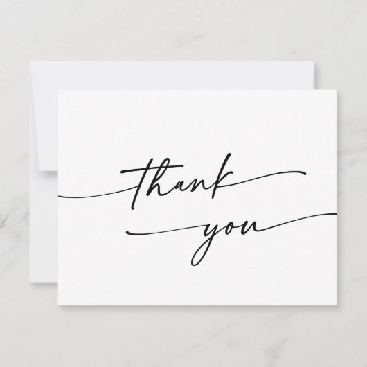 Boho Chic Black and White Flat Wedding Dankeskarte (Vorderseite)