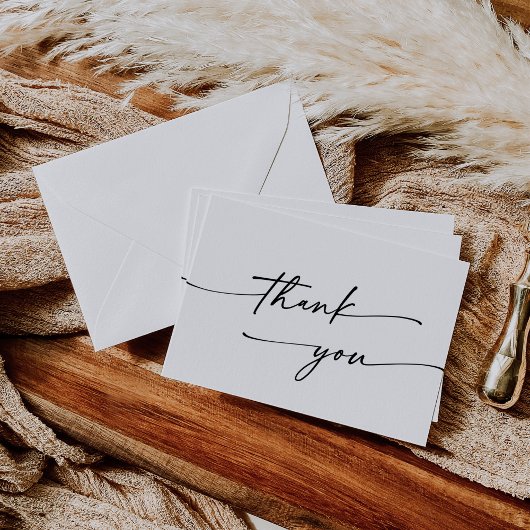 Boho Chic Black and White Flat Wedding Dankeskarte