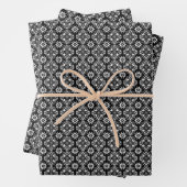 Boho Chic Black and White Floral Pattern Geschenkpapier Set (Beispiel)