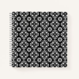 Boho Chic Black and White Floral Pattern Notizblock