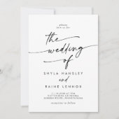 Boho Chic Black and White Foto QR Code Wedding Einladung (Vorderseite)