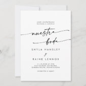 Boho Chic Black and White Foto Spanish Wedding Einladung (Vorderseite)