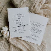 Boho Chic Black and White Front and Back Wedding Einladung