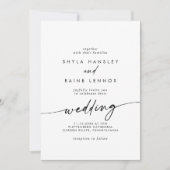 Boho Chic Black and White Front and Back Wedding Einladung (Vorderseite)