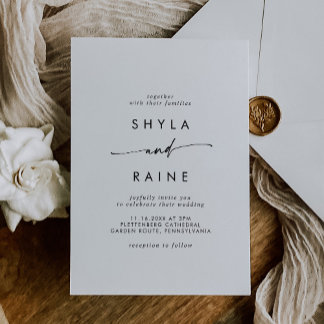 Boho Chic Black and White Lässig Wedding Einladung
