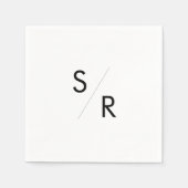 Boho Chic Black and White Mit Monogramm Napkins Serviette (Vorderseite)