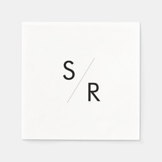 Boho Chic Black and White Mit Monogramm Napkins Serviette (Vorderseite)