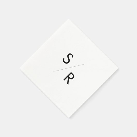 Boho Chic Black and White Mit Monogramm Napkins Serviette (Ecke)