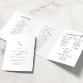 Boho Chic Black and White Monogram Wedding Dreifach-gefaltete Programmkarte