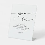 Boho Chic Black and White Open Bar Wedding Sockelschild (Vorderseite)