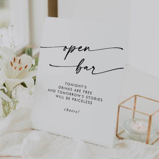 Boho Chic Black and White Open Bar Wedding Sockelschild