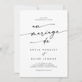 Boho Chic Black and White QR Code Französische Hoc Einladung (Vorderseite)