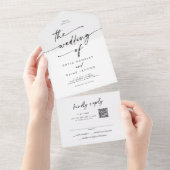 Boho Chic Black and White QR Code Mail bei Hochzei All In One Einladung (Abreißen)