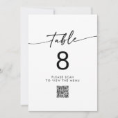 Boho Chic Black and White QR Code Tischnummern (Vorderseite)