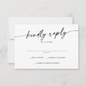 Boho Chic Black and White Simple Wedding RSVP Karte (Vorderseite)