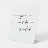 Boho Chic Black and White Sip sitzen Hochzeit Sockelschild (Vorderseite)