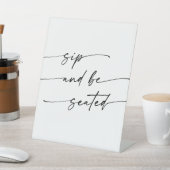 Boho Chic Black and White Sip sitzen Hochzeit Sockelschild (In SItu)