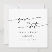 Boho Chic Black and White Square Foto Zurück Save The Date (Vorderseite)