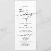 Boho Chic Black and White Tea Length Wedding Programm (Vorderseite)