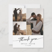 Boho Chic Black and White Wedding Foto Collage Dankeskarte (Vorderseite)