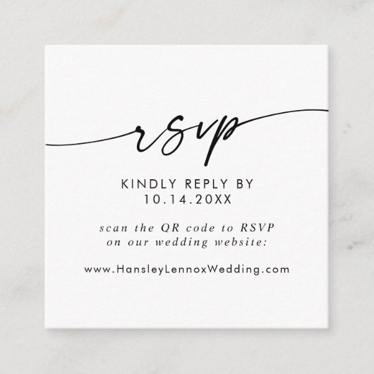 Boho Chic Black and White Wedding QR Code UAWG Begleitkarte (Vorderseite)