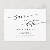 Boho Chic Black and White Wedding Save the Date Einladungspostkarte (Vorderseite)