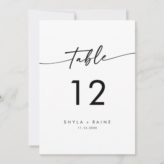 Boho Chic Black and White Wedding Tischnummern (Vorderseite)