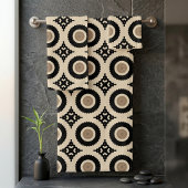 Boho Chic Black & Beige Geometric Pattern Badhandtuch Set