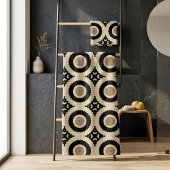 Boho Chic Black & Beige Geometric Pattern Badhandtuch Set