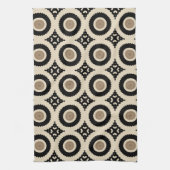 Boho Chic Black & Beige Geometric Pattern Geschirrtuch (Vertikal)