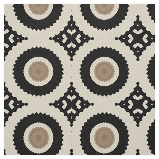 Boho Chic Black & Beige Geometric Pattern Stoff (Muster)