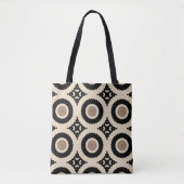 Boho Chic Black & Beige Geometric Pattern Tasche (Vorderseite)